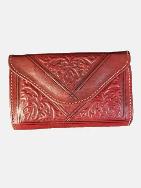 Small Leather Tri-Fold Purse Oxblood