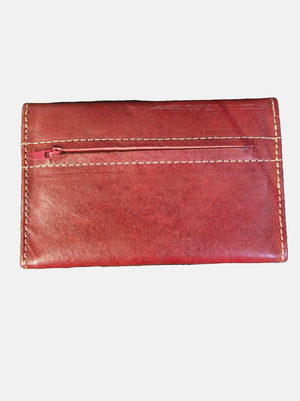 Small Leather Tri-Fold Purse Oxblood