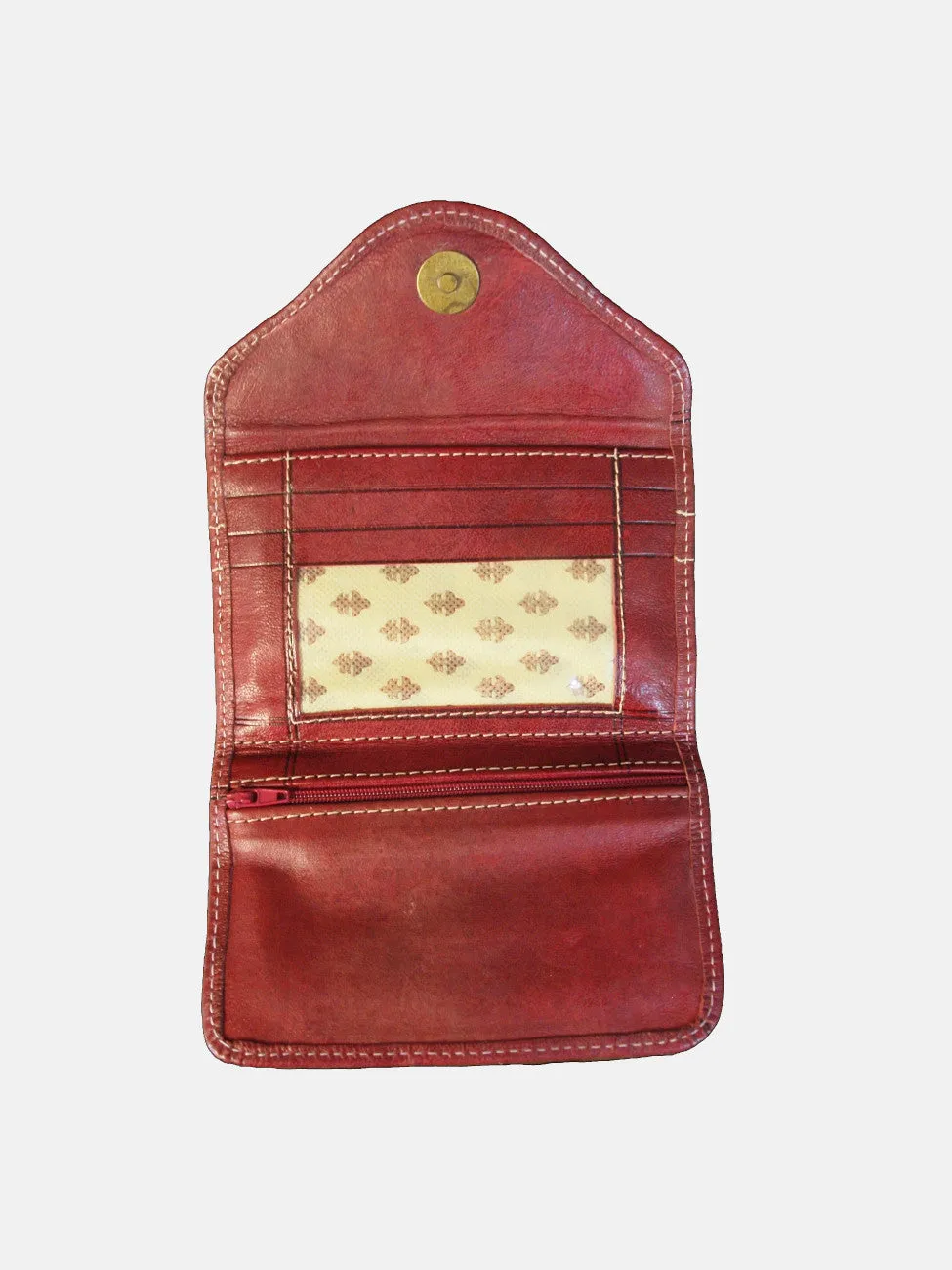 Small Leather Tri-Fold Purse Oxblood