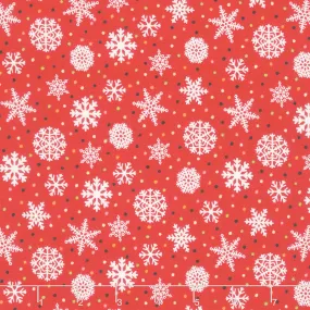 Snow Bird - Snowflake Red Flannel Yardage