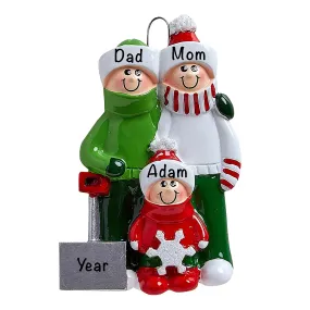 Snow Shovel Family of 3 Personalized Ornament