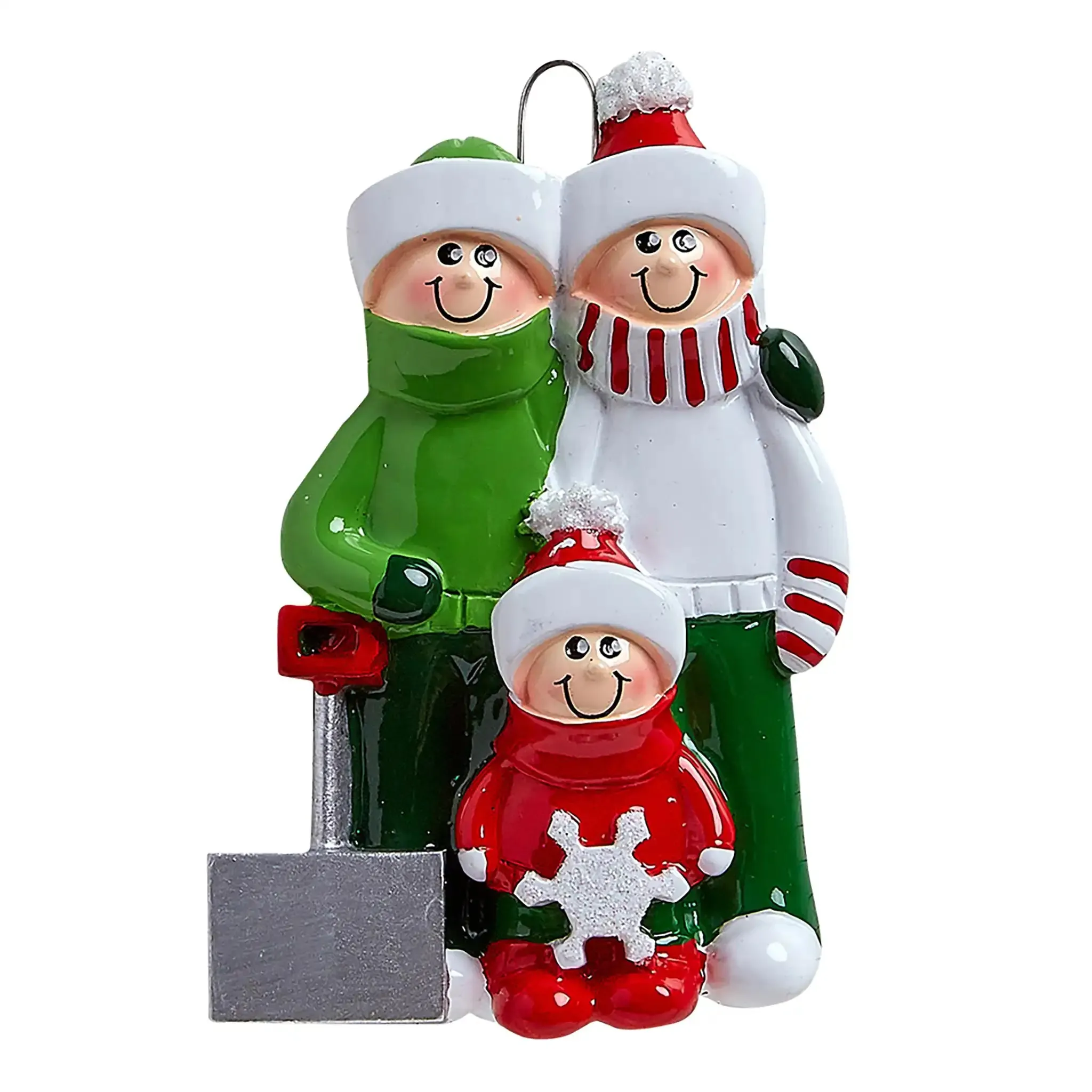 Snow Shovel Family of 3 Personalized Ornament