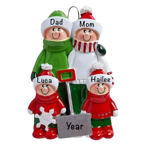 Snow Shovel Family of 4 Personalized Ornament