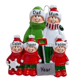 Snow Shovel Family of 5 Personalized Ornament