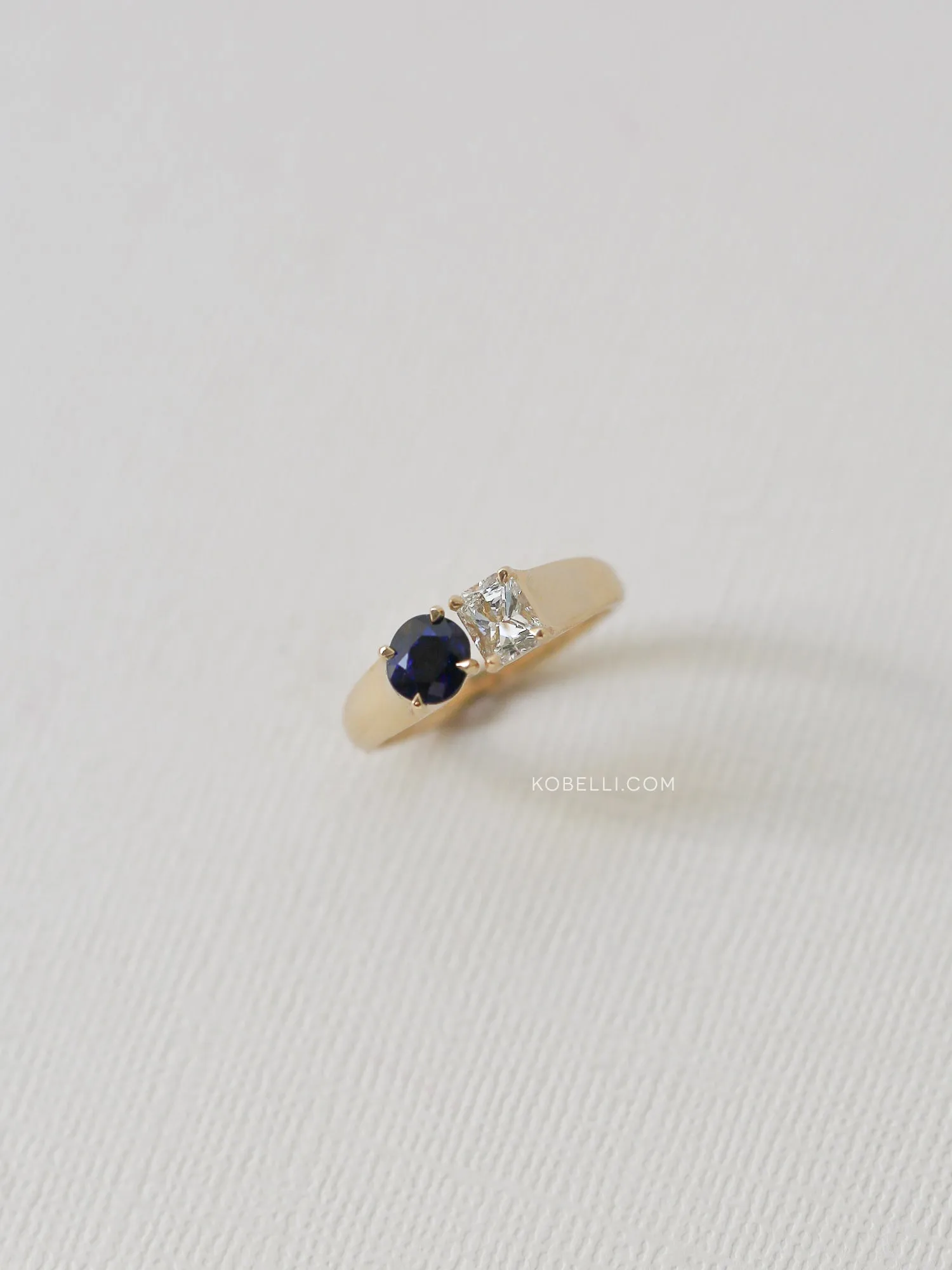 Solid 14k Gold Sapphire & Diamond Deux Ring