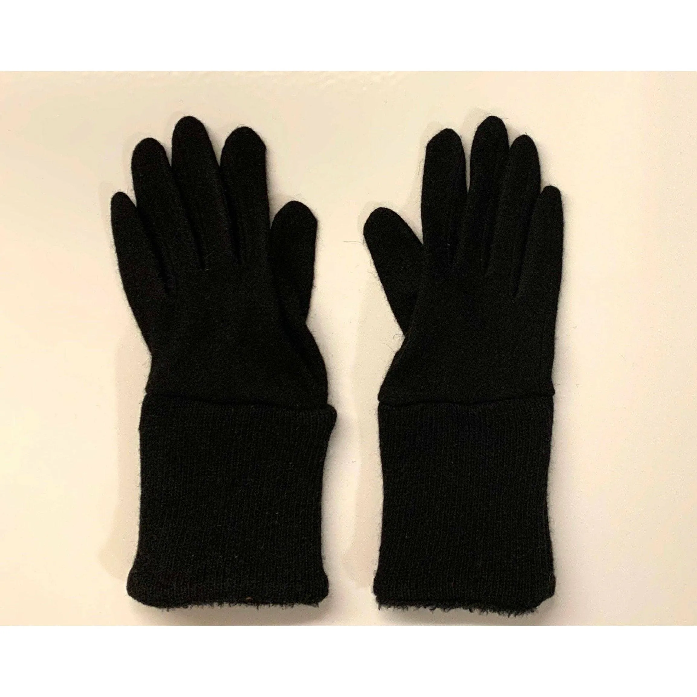 Solid Black full finger wool gloves. Toasty winter gloves stretch fit. Recycled sweater cuffs with cozy soft lining Free Shipping