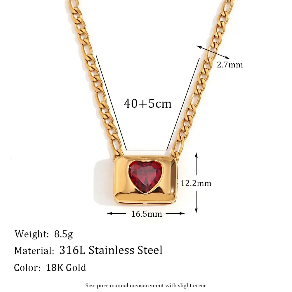 Sugar Cube Heart Zircon Pendant Necklace