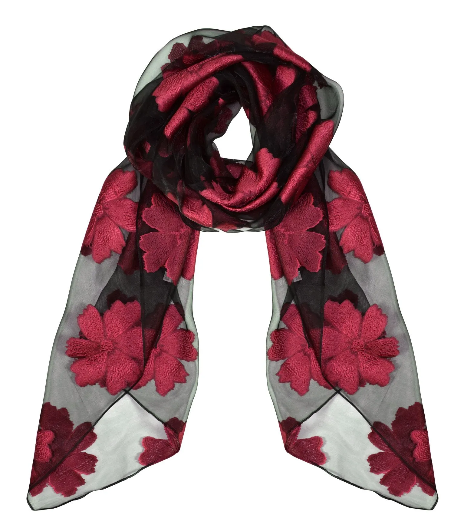 Summer Fashion Lightweight Floral Embroidered Burnout Scarf