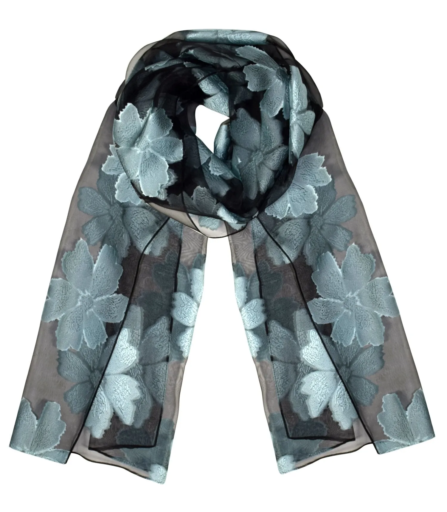 Summer Fashion Lightweight Floral Embroidered Burnout Scarf