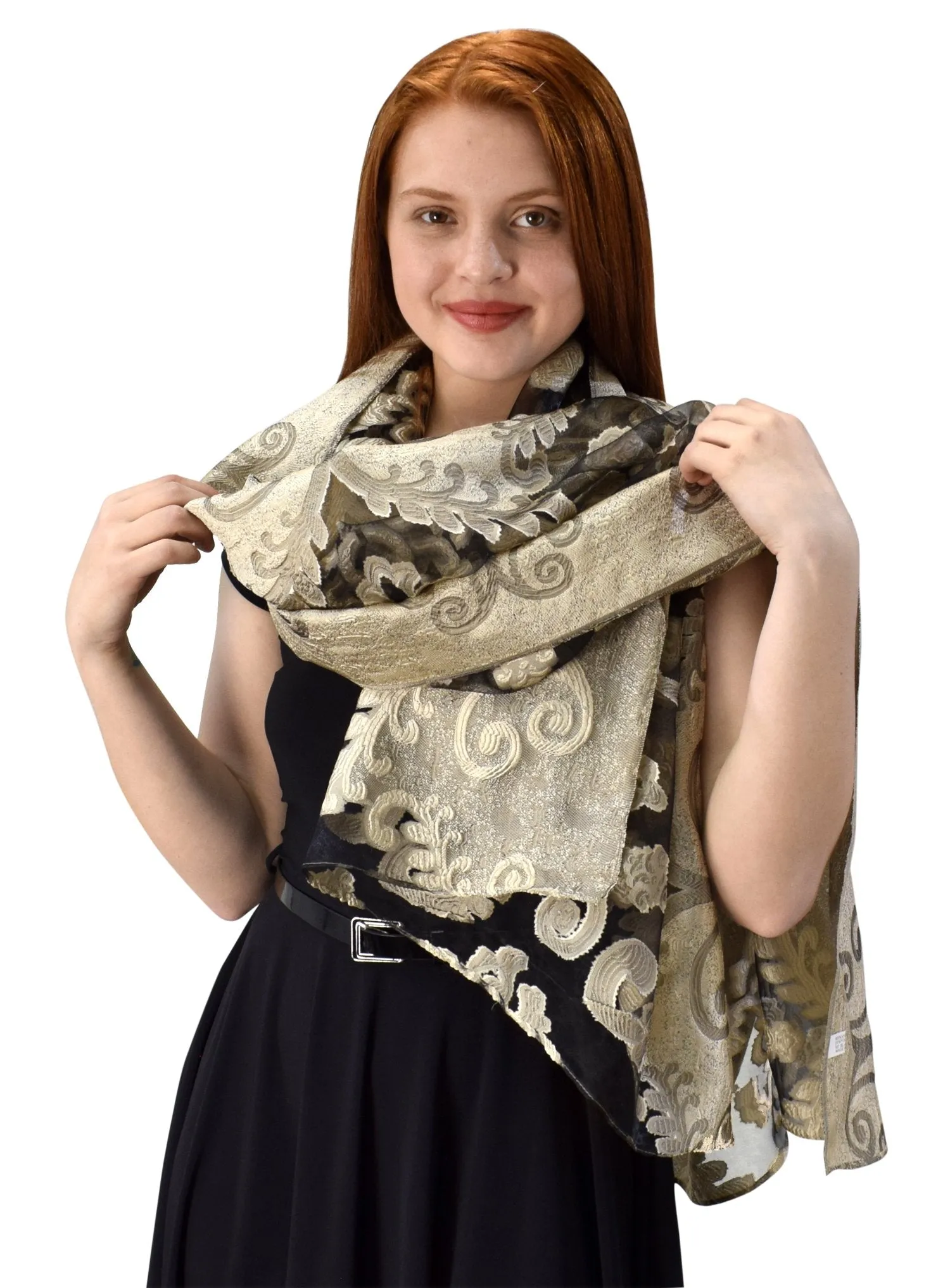 Summer Fashion Lightweight Floral Embroidered Burnout Scarf