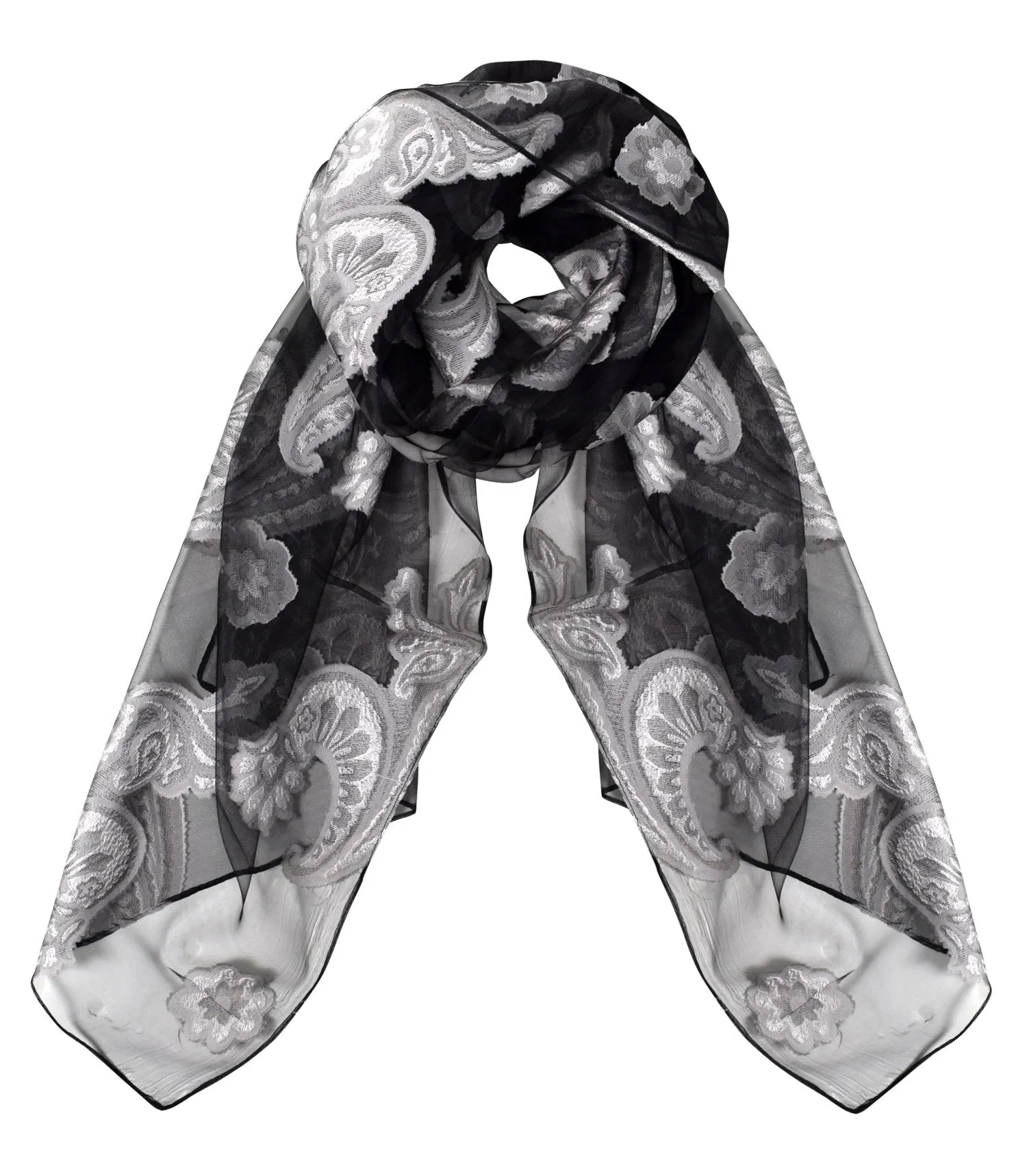 Summer Fashion Lightweight Floral Embroidered Burnout Scarf