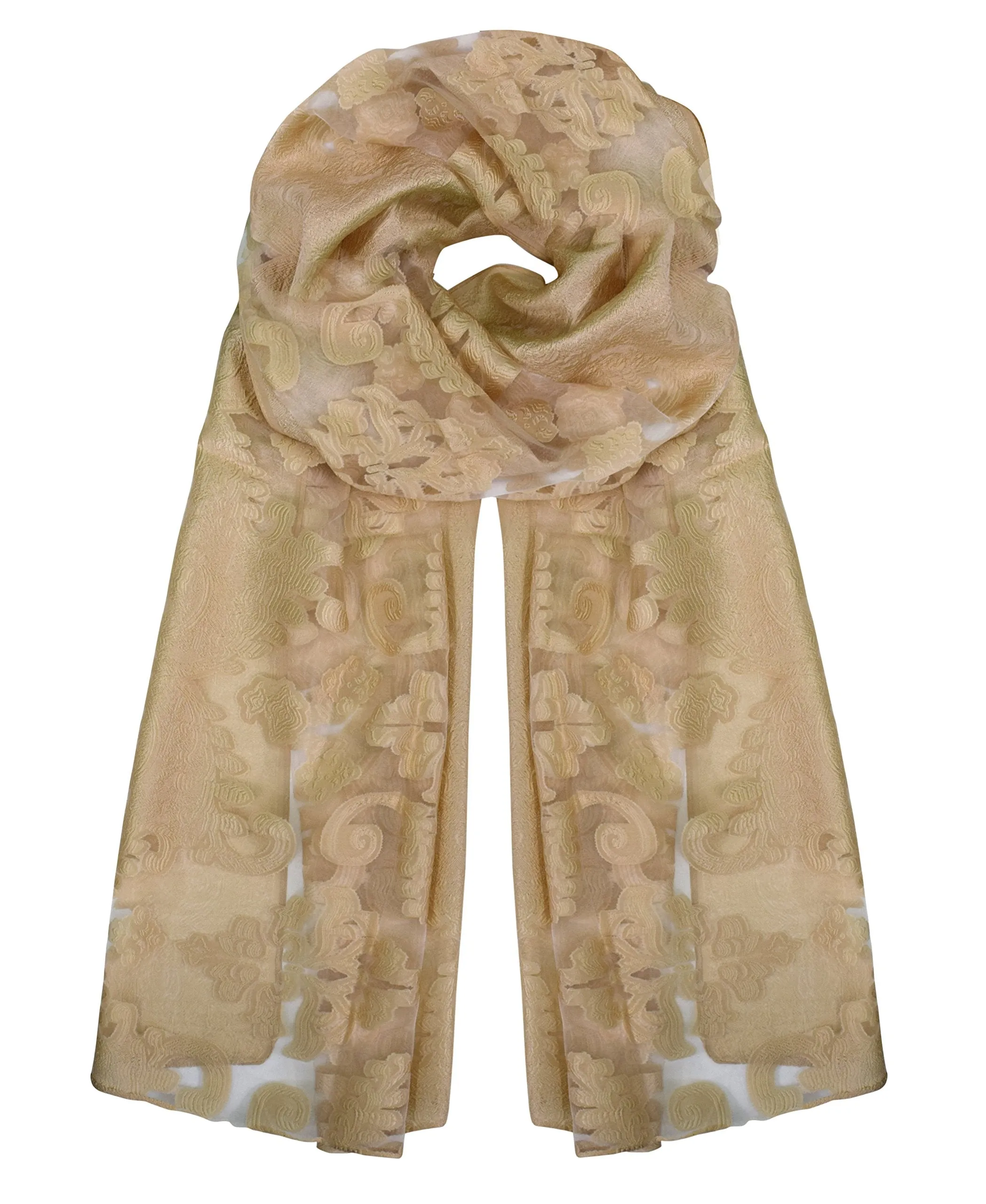 Summer Fashion Lightweight Floral Embroidered Burnout Scarf