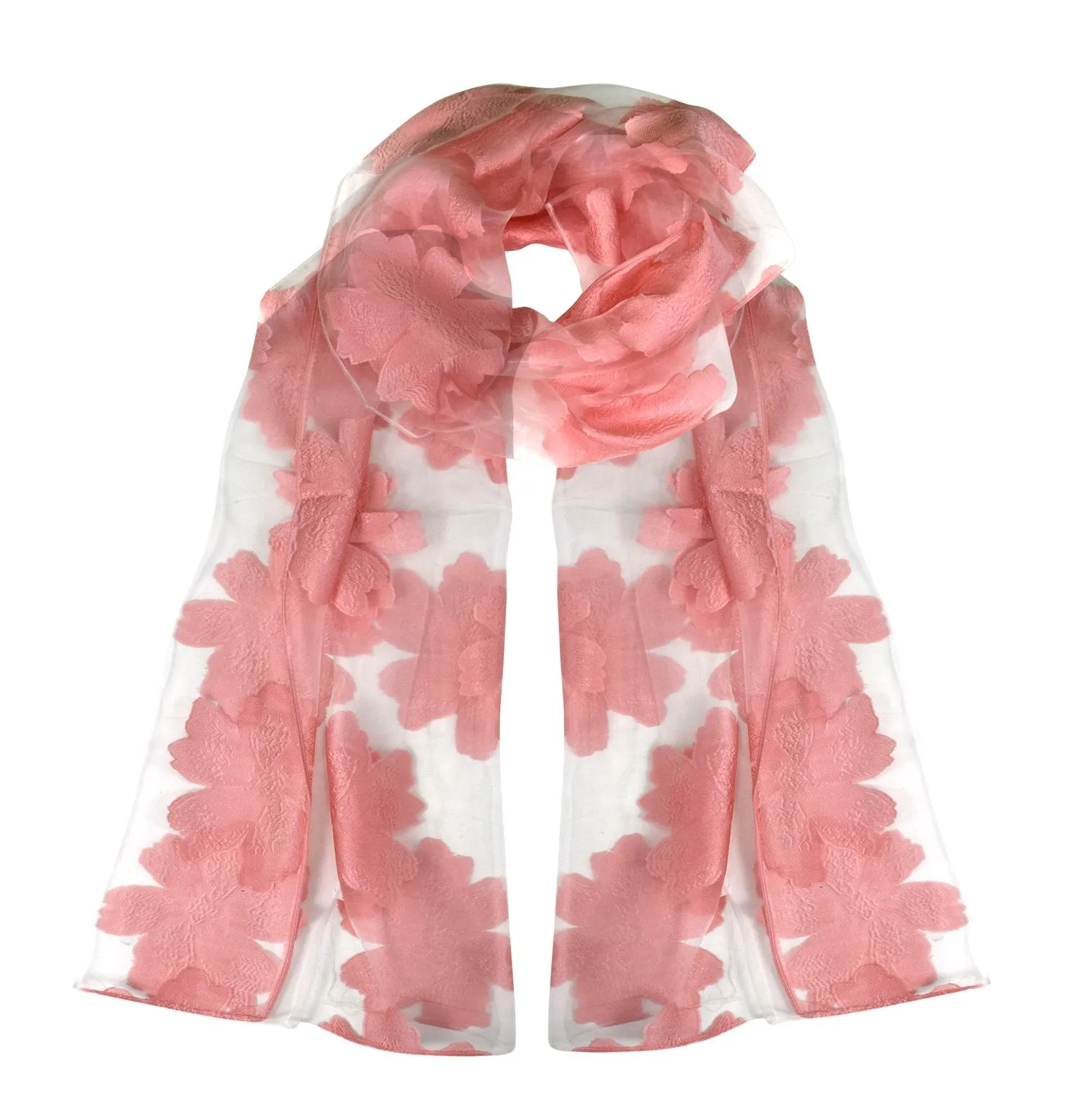 Summer Fashion Lightweight Floral Embroidered Burnout Scarf