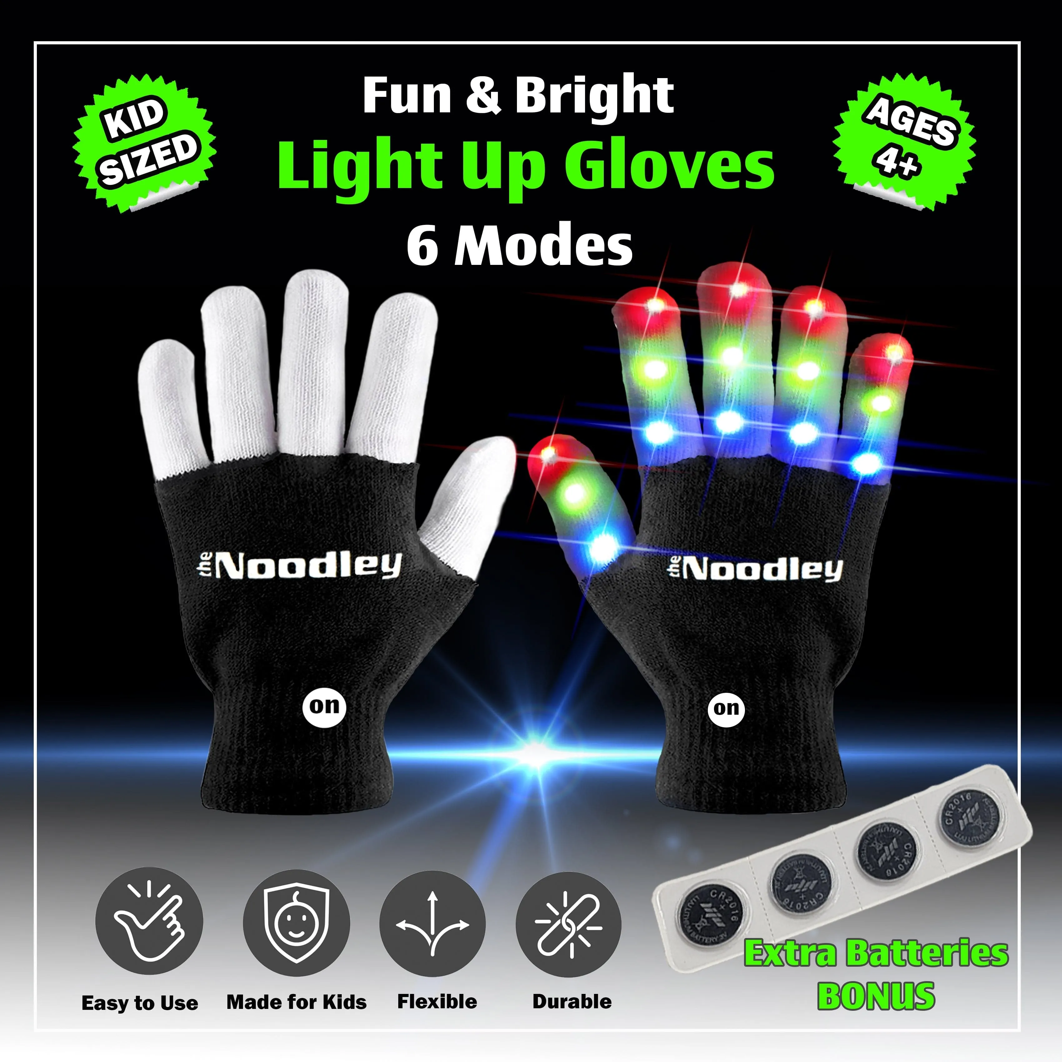 The Noodley Kids' LED Light Up Gloves