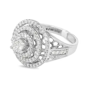 Triple Halo Diamond Ring in 14KT White Gold ( 1.32ct dtw / 0.53ct center )