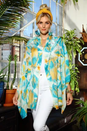 Turquoise Leaf Cotton Modal Scarf