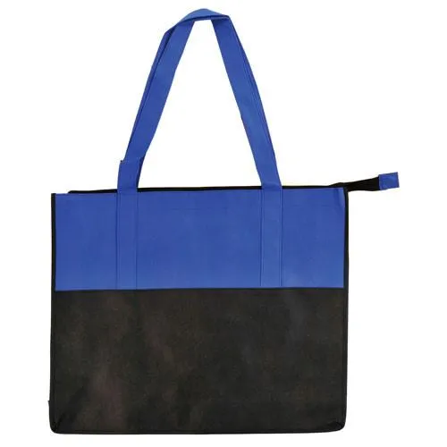 Two Tone Polypropylene Large Zippered Tote Bag