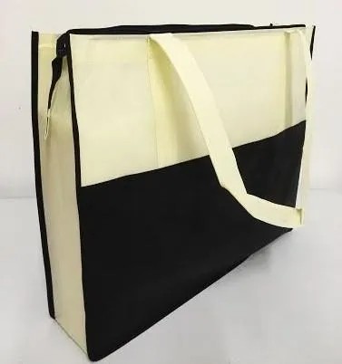 Two Tone Polypropylene Large Zippered Tote Bag