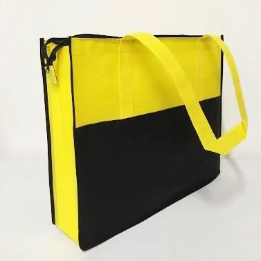 Two Tone Polypropylene Large Zippered Tote Bag