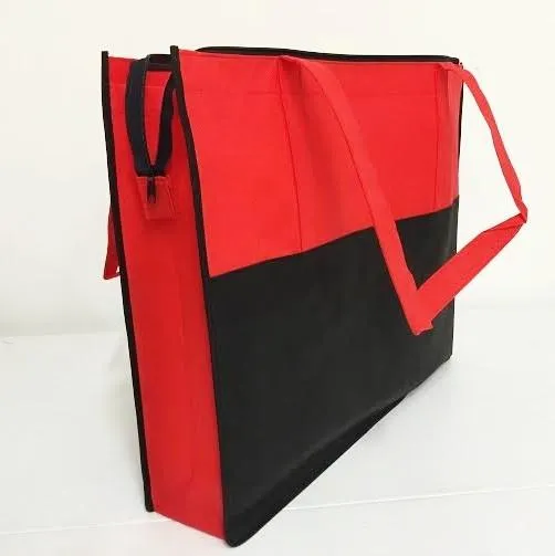 Two Tone Polypropylene Large Zippered Tote Bag