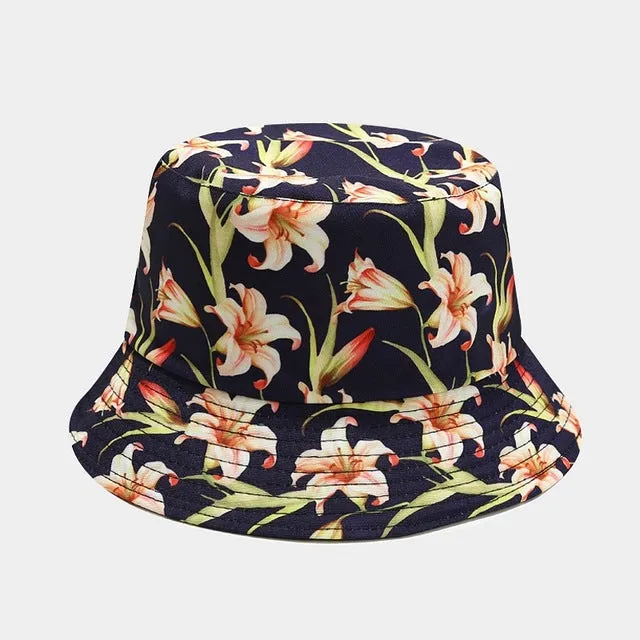 Vintage Bucket Hat Women Summer Sun Hats Reversible Fisherman Hat