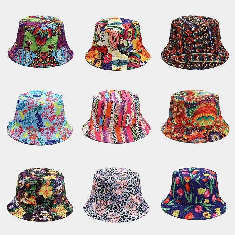 Vintage Bucket Hat Women Summer Sun Hats Reversible Fisherman Hat