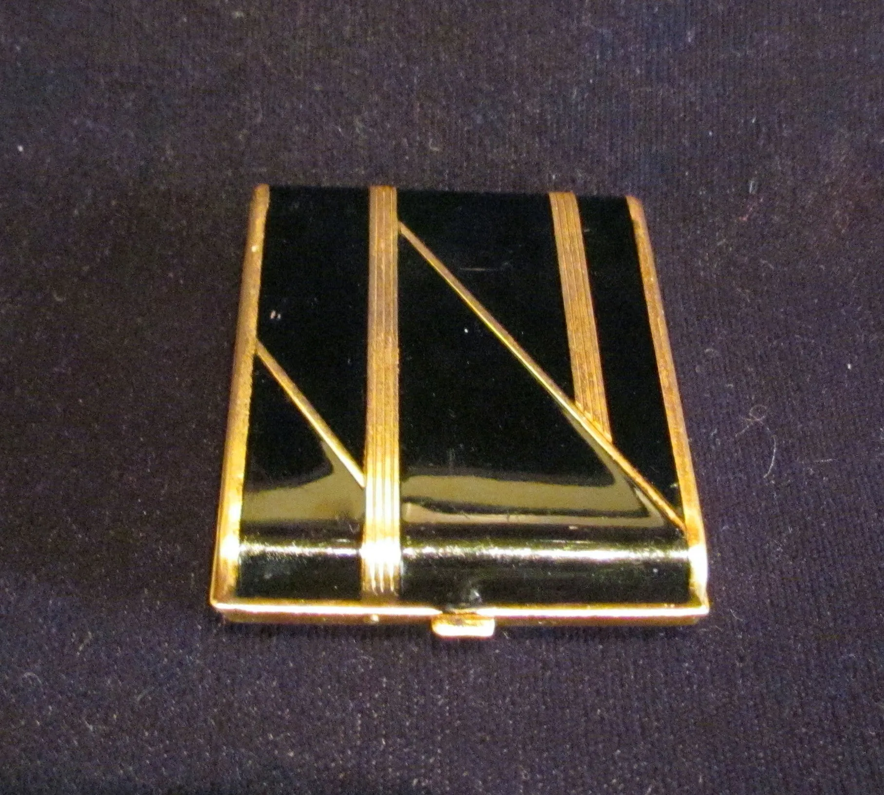 Vintage Vanstyle Black Enamel Powder And Rouge Compact 1930's