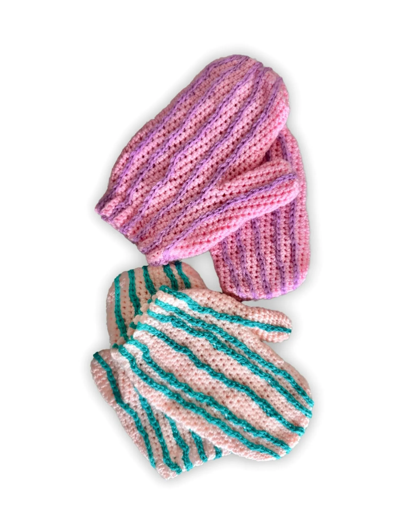 Wavy Beanie   Mittens Crochet Pattern