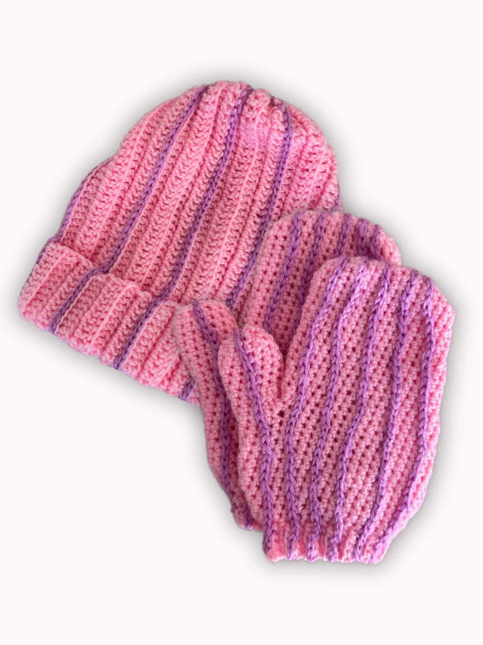 Wavy Beanie   Mittens Crochet Pattern