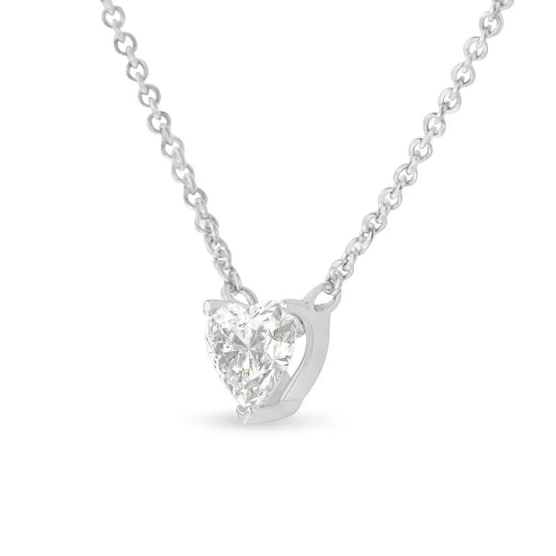 White Gold 1/4 Cttw Lab Grown Heart Shape