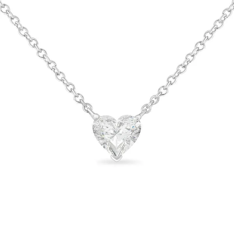 White Gold 1/4 Cttw Lab Grown Heart Shape