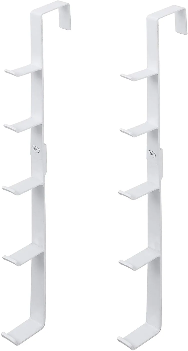 White Over-The-Door Hat Storage Rack with 5 Hooks, Set of 2