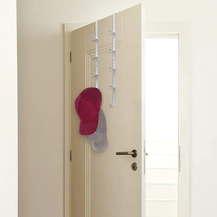 White Over-The-Door Hat Storage Rack with 5 Hooks, Set of 2