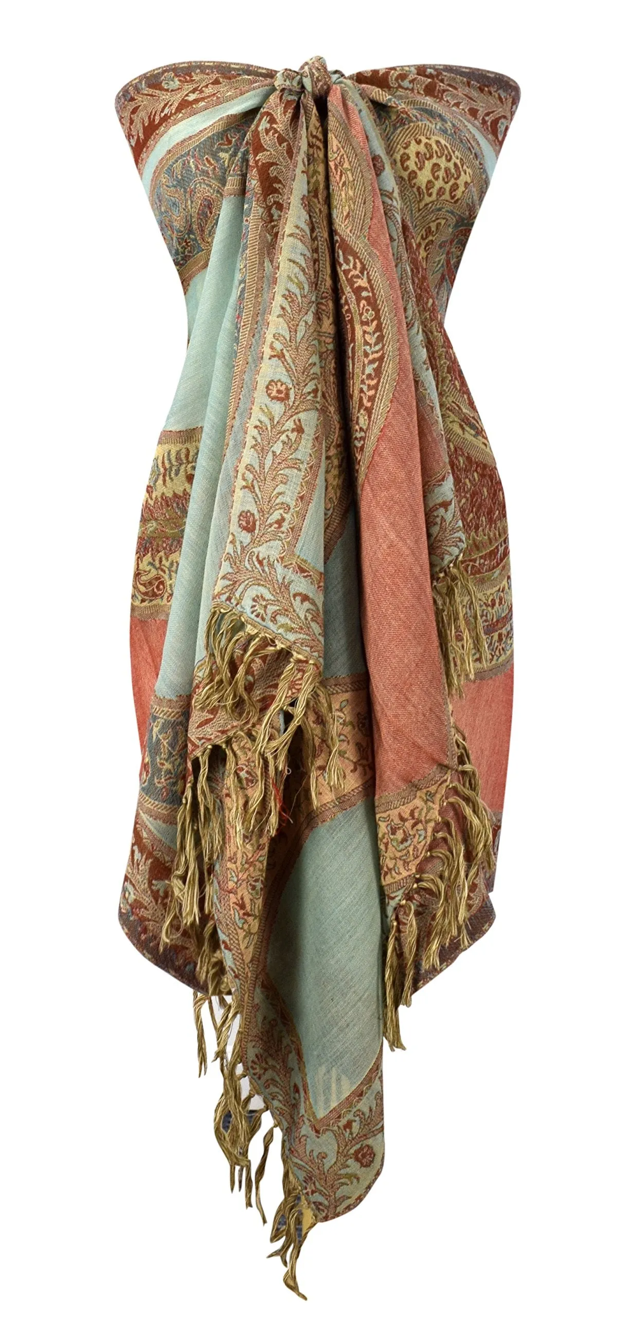 Womens Elegant Sheer Handmade Paisley Damask Pashmina Shawl Scarf