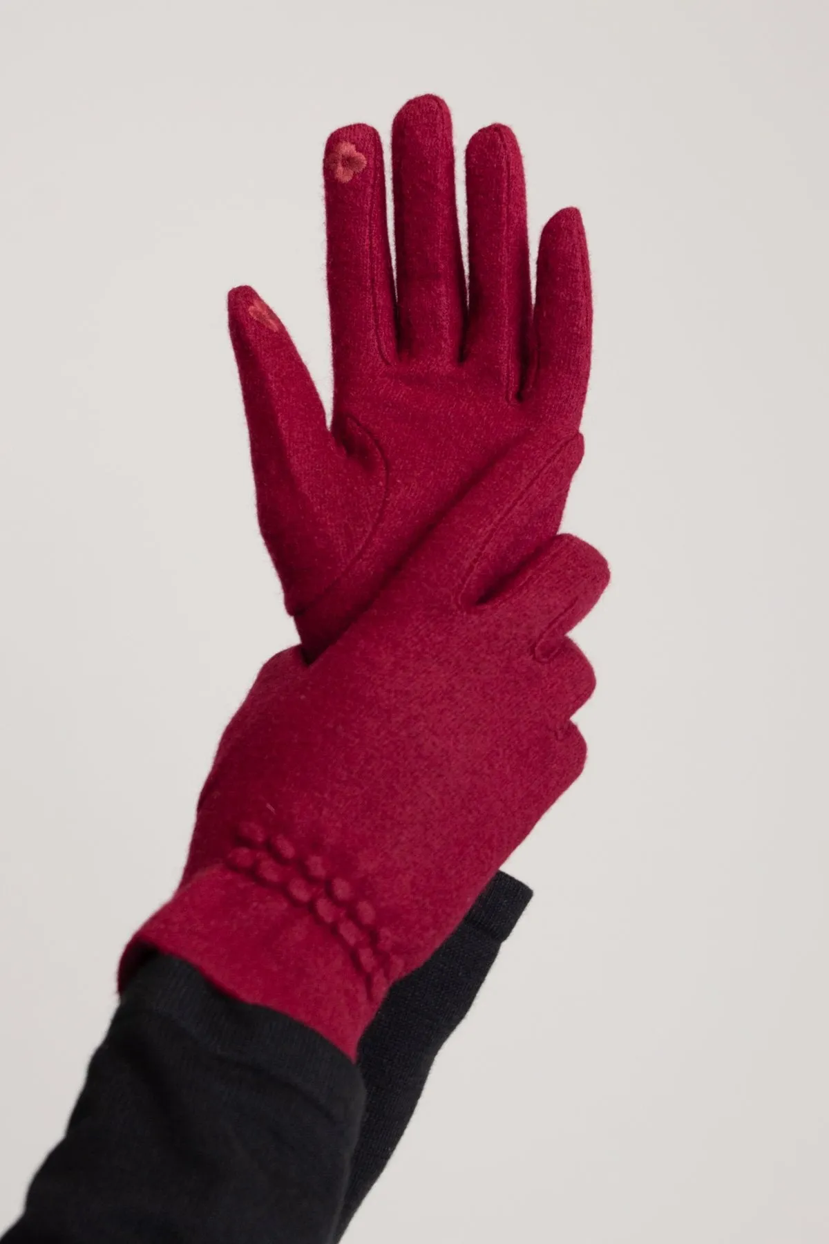 Wool Gloves, Burgundy